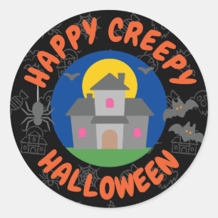 Sticker Rond Joyeux Halloween déplaisant - Enfants