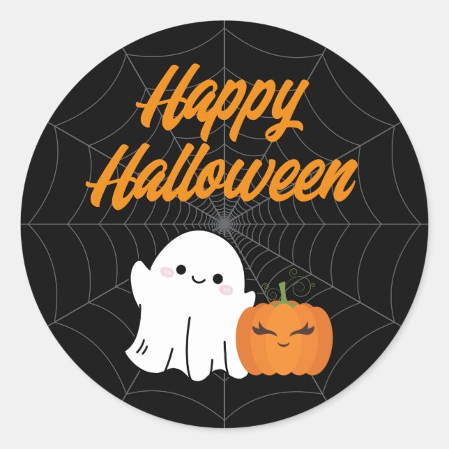 Sticker Rond Joyeux Halloween Éffrayant Kids Party Black (Devant)