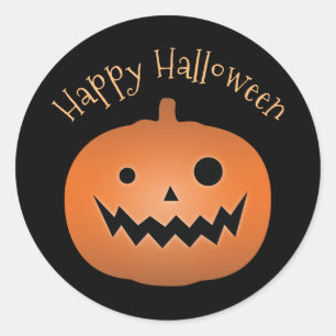 Sticker Rond Joyeux Halloween Haunted Jack-o'-lantern Citrouill