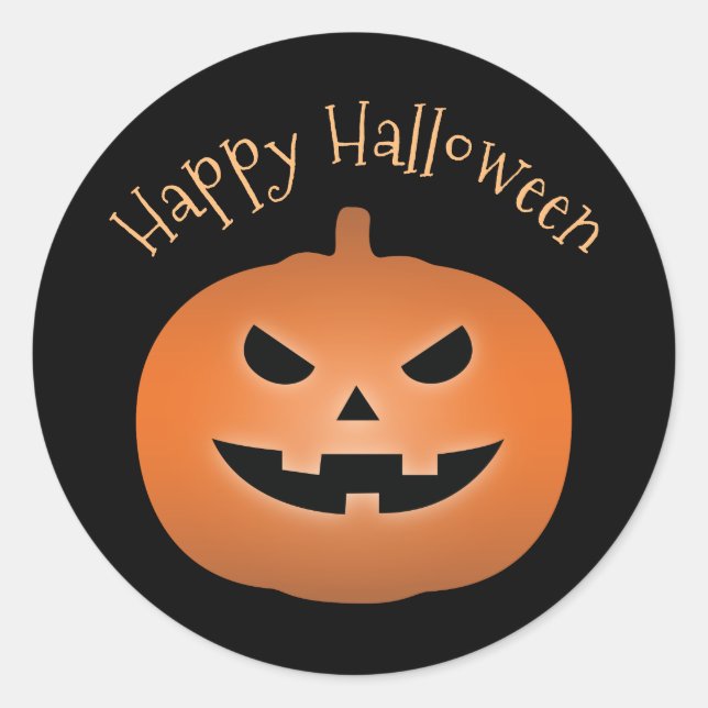 Sticker Rond Joyeux Halloween Haunted Jack-o'-lantern Citrouill (Devant)