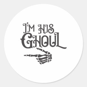 Sticker Rond Joyeux Halloween Je suis sa main crâne Ghoul