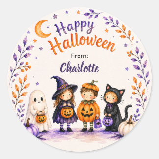 Sticker Rond Joyeux Halloween Mignon Fantôme Personnalisé