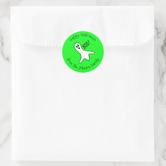 Sticker Rond Joyeux Halloween mignonne effrayant Éffrayant Fant (Sac)