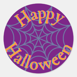 Sticker Rond Joyeux Halloween Toile d'Araignée