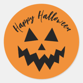 Sticker Rond Joyeux Halloween Trick ou traiter visage Citrouill