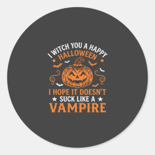 Sticker Rond Joyeux Halloween Vampire Citrouille Sorcière Chape