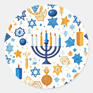 Sticker Rond Joyeux Hanoukka