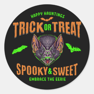 Sticker Rond Joyeux Hauntings   Tricoter ou traiter les chauves