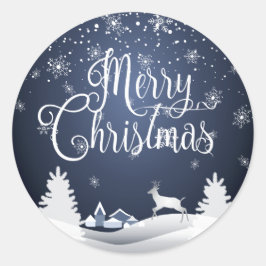 Sticker Rond Joyeux hiver Noël et Nouvel An