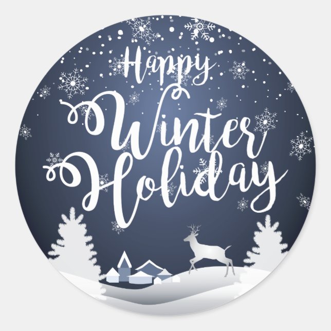 Sticker Rond Joyeux hiver Noël et Nouvel An (Devant)