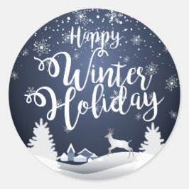 Sticker Rond Joyeux hiver Noël et Nouvel An