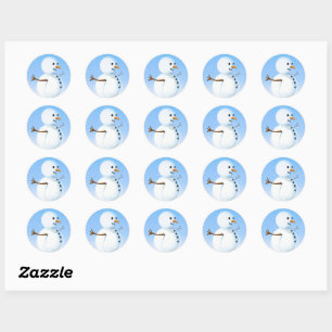Sticker Rond Joyeux homme de neige