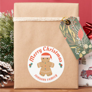 Sticker Rond Joyeux homme en pain d'épice de Noël