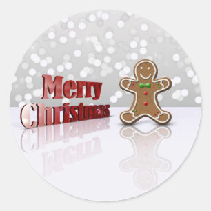 Sticker Rond Joyeux homme en pain d'épice de Noël