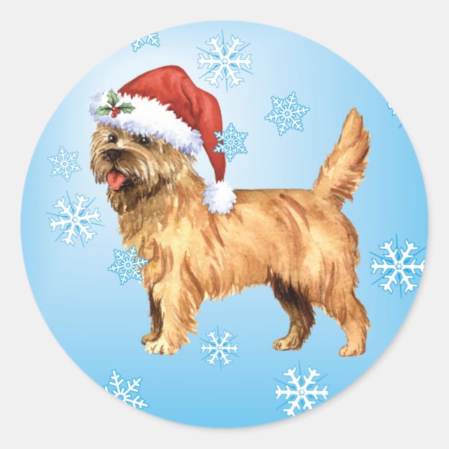 Sticker Rond Joyeux Howlidays Cairn Terrier (Devant)