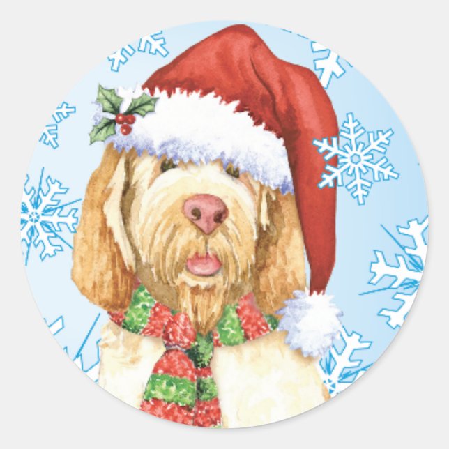 Sticker Rond Joyeux Howlidays Spinone Italiano (Devant)