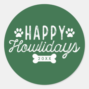 Sticker Rond Joyeux Howlidays   Vacances vertes