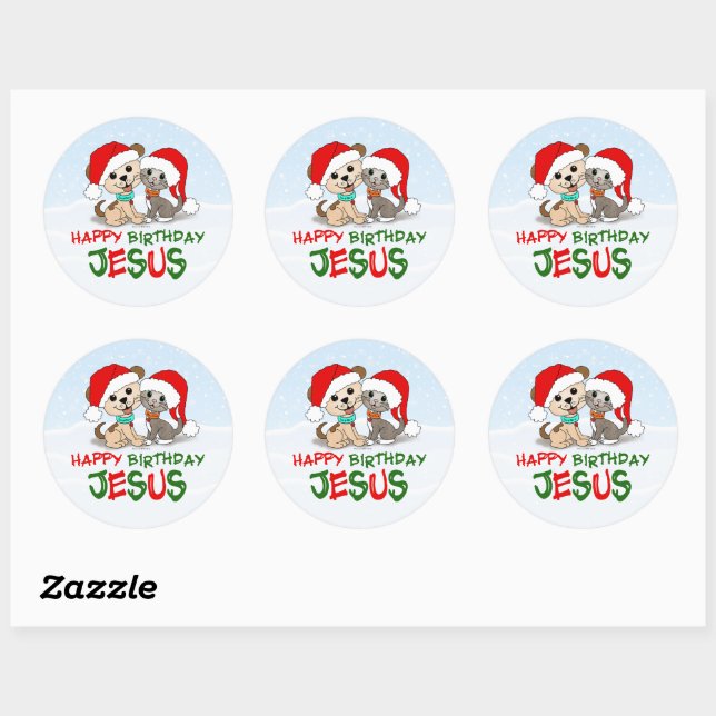 Sticker Rond Joyeux Jésus (Feuille)