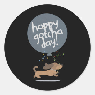 Sticker Rond Joyeux jour d'adoption chien nouveau chiot anniver
