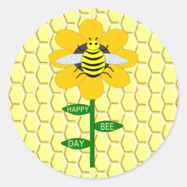 Sticker Rond Joyeux Jour d'anniversaire Bumblebee (Devant)