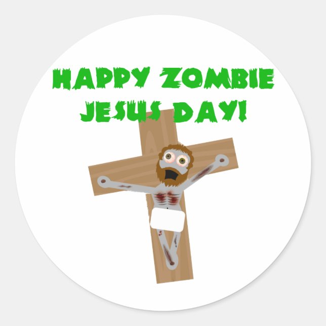 Sticker Rond Joyeux Jour de Jésus Zombie (Devant)