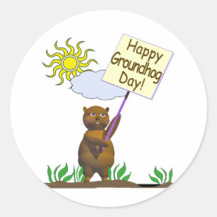 Sticker Rond Joyeux Jour de la marmotte
