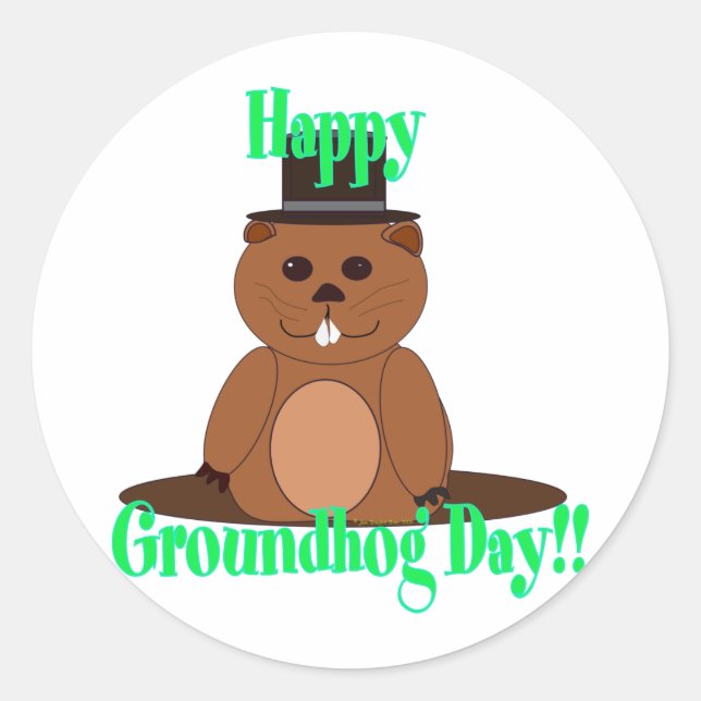 Sticker Rond Joyeux Jour de la Marmotte ! (Devant)