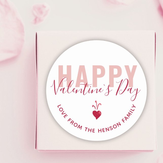 Sticker Rond Joyeux Jour de la Saint Valentin, le coeur rouge r (Créateur téléchargé)