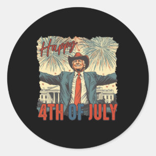 Sticker Rond Joyeux Jour de l'indépendance 4 juillet Trump