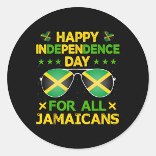 Sticker Rond Joyeux Jour de l'Indépendance Pour Tous Les Jamaïc