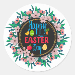 Sticker Rond Joyeux Jour de Pâques-62351