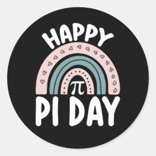Sticker Rond Joyeux Jour de Pi Boho Rainbow Math Mathématique M