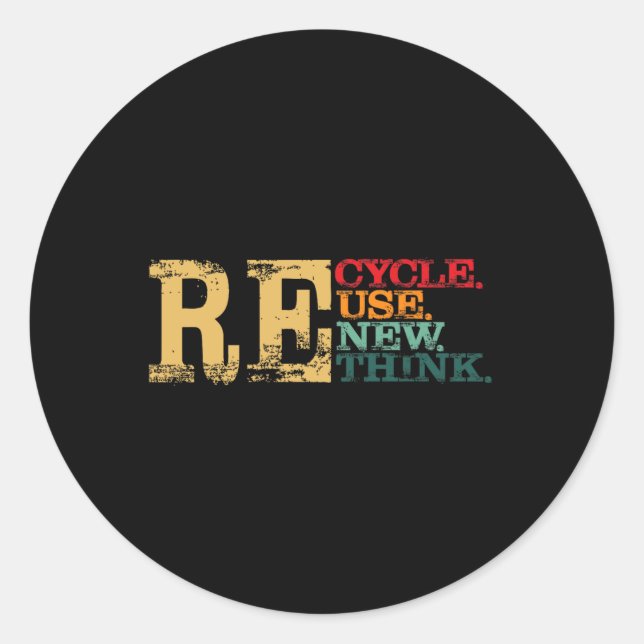 Sticker Rond Joyeux Jour des terres Recycle Réutiliser Renouvel (Devant)