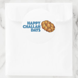 Sticker Rond Joyeux Jours de Challah Pain Hanoukka Chanukah
