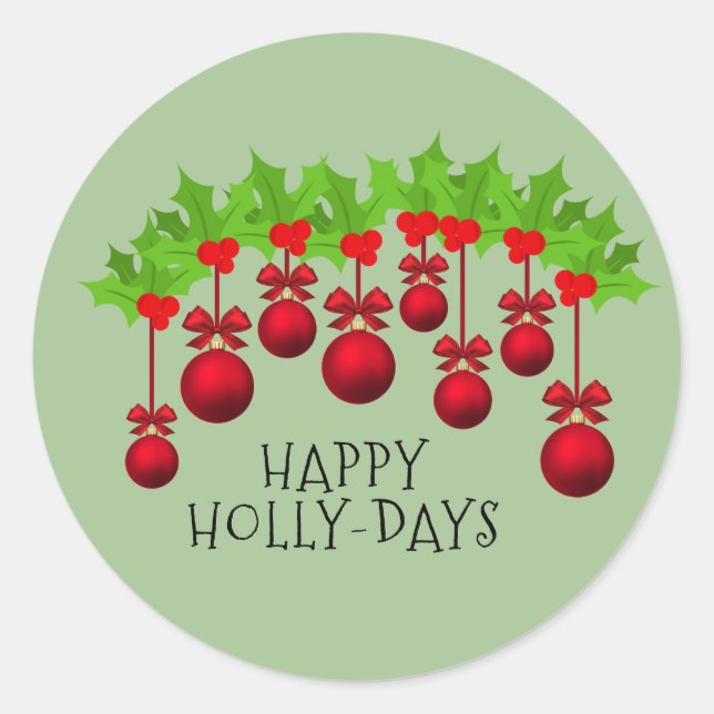 Sticker Rond JOYEUX JOURS DE FÊTE DE Noël Rouge/Vert (Devant)