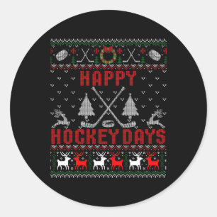 Sticker Rond Joyeux Jours de Hockey Fun mauvais Noël