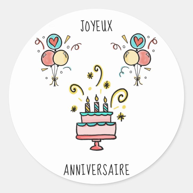 Sticker Rond Joyeux | Joyeux anniversaire (Devant)