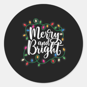 Sticker Rond Joyeux Joyeux Et Lumineuses Fêtes De Noël