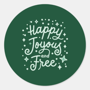Sticker Rond Joyeux, Joyeux, Libre, Joyeux, Noël