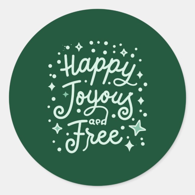 Sticker Rond Joyeux, Joyeux, Libre, Joyeux, Noël (Devant)