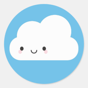 Sticker Rond Joyeux Kawaii Cloud