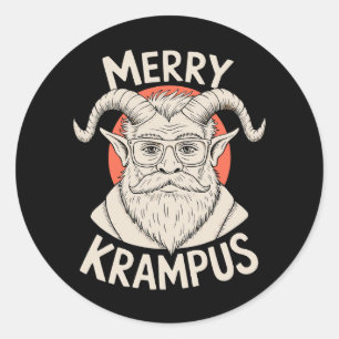 Sticker Rond Joyeux Krampus Mythique Noël Xmas Fêtes