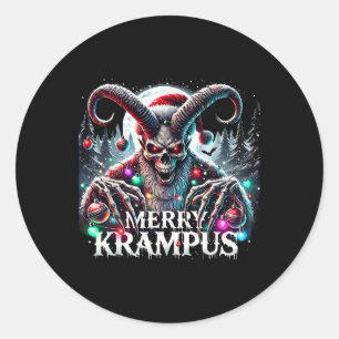 Sticker Rond Joyeux Krampus Noël Krampus Vient En Ville