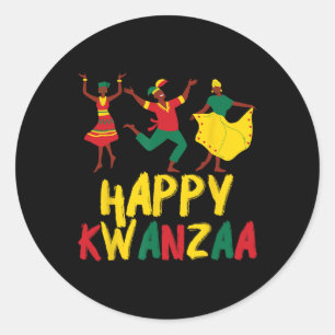 Sticker Rond Joyeux Kwanzaa Célébration de sept principes Afric