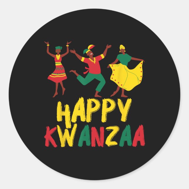 Sticker Rond Joyeux Kwanzaa Célébration de sept principes Afric (Devant)