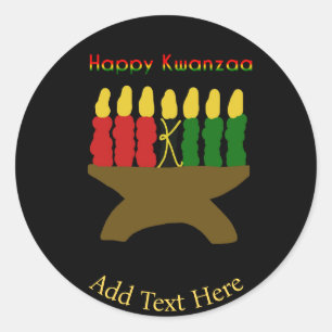 Sticker Rond Joyeux Kwanzaa Kinara