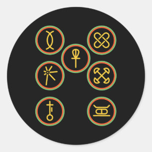 Sticker Rond Joyeux Kwanzaa Kinara-sept Badges Principes De Kw