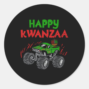 Sticker Rond Joyeux Kwanzaa Kinara Sept bougies Monster Camion 