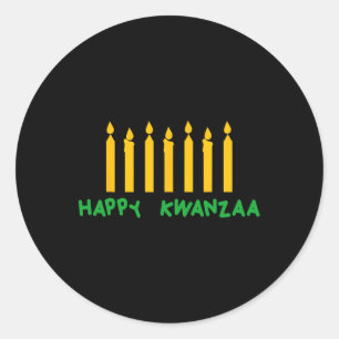 Sticker Rond Joyeux Kwanzaa Kinara Sept Bougies Principes De K