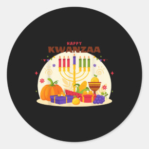 Sticker Rond Joyeux Kwanzaa Sept Principes De Kwanzaa Kinara M